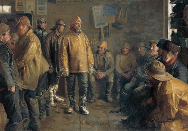 In the grocery store on a winter day when there is no fishing, Michael Ancher